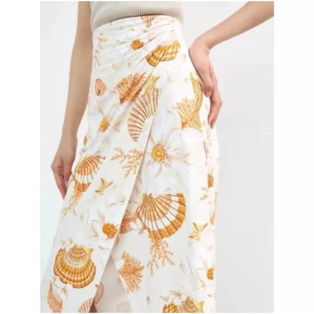NEW ANTHROPOLOGIE FARM RIO Faux-Wrap White Getaway Midi Skirt - Picture 2 of 2